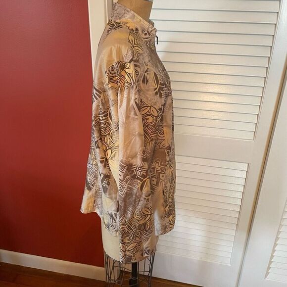 WEEKENDS BY CHICO’S | lightweight zip up yellow brown jacket size 3 or L - Picture 4 of 6